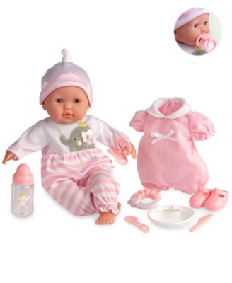 JC TOYS - JC Toys, Berenguer Boutique 15 inch Pink Soft Body Baby Doll Open/Close Eyes with Play Elephant Accessory - For Children 2 Years and older, Designed by Berenguer.
