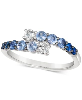 Le Vian - Denim Ombr&eacute; (5/8 ct. t.w.) & White Sapphire (1/5 ct. t.w.) Bypass Statement Ring in 14k White Gold