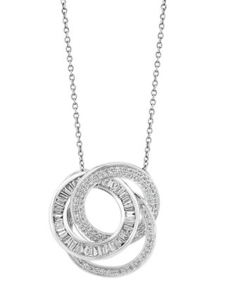 EFFY Collection - Diamond Interlocking Triple Circle 18" Pendant Necklace (3/4 ct. t.w.) in 14k White Gold