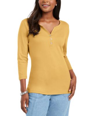 Karen Scott - 3/4-Sleeve Henley Shirt