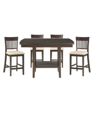Homelegance - Birm 5pc Dining Set (Counter Height Table & 4 Slat Back Side Chairs)