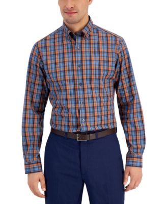 Club Room - Men's Slim-Fit Performance Stretch Plaid Dress Shirt