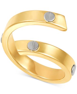 Italian Gold - Rivet Coil Statement Ring in 10k Gold & White Gold