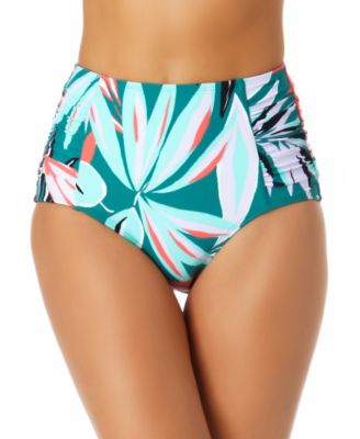 Anne Cole - Women's Floral-Print Zesty Tropical Side-Shirred High-Waist Bikini Bottoms