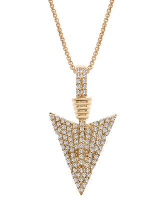 Macy's - Men's Diamond Arrow 22" Pendant Necklace (1/2 ct. t.w.) in 14k Gold-Plated Sterling Silver