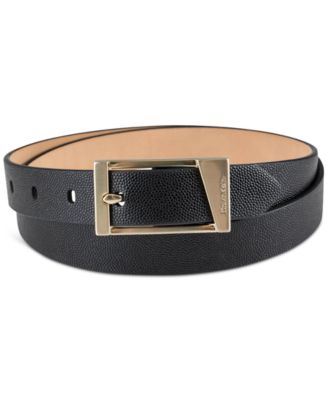 Calvin Klein - Skinny Geometric Center Bar Buckle Dress Belt