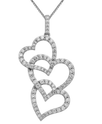 Macy's - Diamond Interlocking Heart Pendant Necklace (1 ct. t.w.) in 10k White Gold, 16" + 2" extender