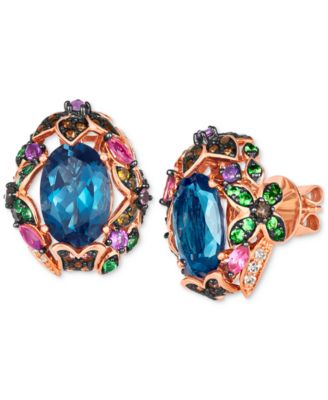 Le Vian - Multi-Gemstone (8-5/8 ct. t.w.) & Nude Diamond (1/6 ct. t.w.) Floral Statement Stud Earrings in 14k Rose Gold