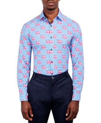 Society of Threads - Men's Slim-Fit Performance Stretch Printed Dress Shirt