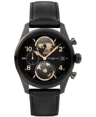Montblanc - Men's Summit 3 Black Leather Strap Smart Watch 42mm