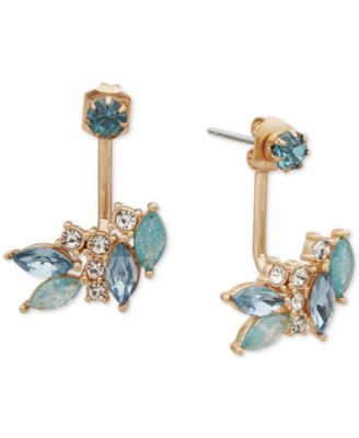 lonna & lilly - Gold-Tone Cubic Zirconia & Crackled Stone Front-to-Back Earrings