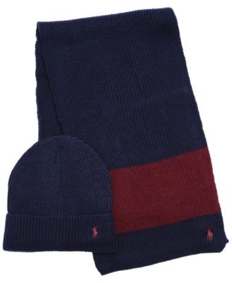 Polo Ralph Lauren - Men's Rugby Stripe Scarf and Hat Gift Set, 2 Piece