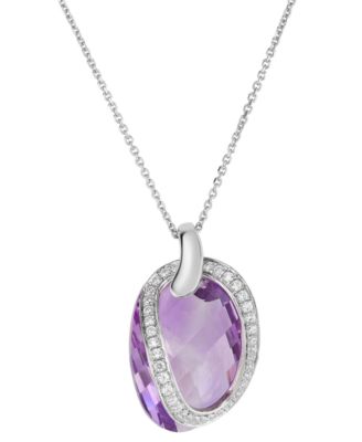 Macy's - Amethyst (9 ct. t.w.) & Cubic Zirconia (1/3 ct. t.w.) 18" Pendant Necklace in Sterling Silver