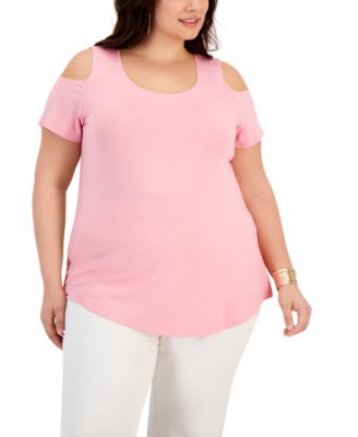 JM Collection - Plus Size Cold-Shoulder Top