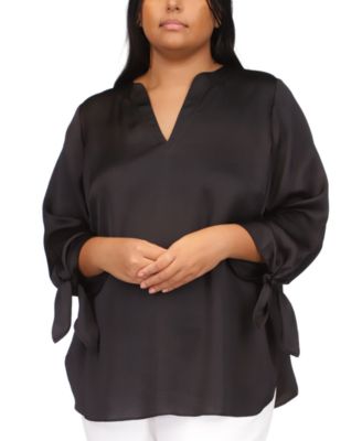 Michael Kors - Plus Size Tie-Cuff 3/4-Sleeve Blouse