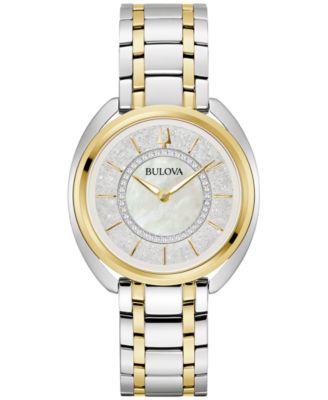 Bulova - Women's Duality Diamond (1/10 ct. t.w.) Two-Tone Stainless Steel Bracelet Watch Box Set 34mm