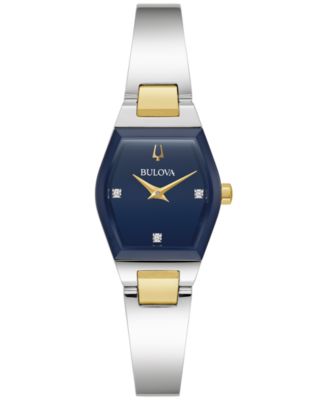 Bulova - Women's Modern Gemini Diamond Accent Stainless Steel Bangle Bracelet Watch 23mm