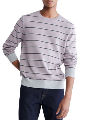 Calvin Klein - Men's Supima Cotton Mini Stripe Monogram Logo Sweater