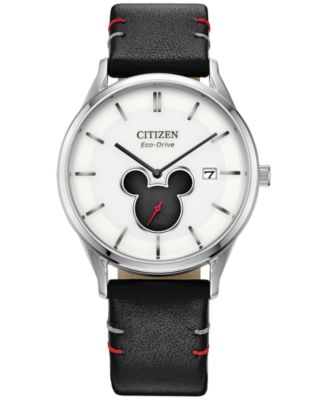 Citizen - Women's Disney Mickey Mouse Black Leather Strap Watch 40mm