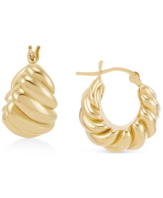 Macy's - Polished Shrimp Design Hoop Earrings in 14k Yellow Gold