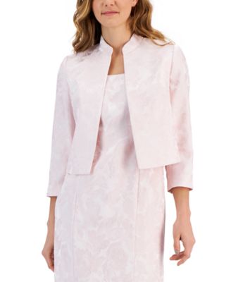 Kasper - Women's Floral Jacquard Open-Front 3/4-Sleeve Jacket