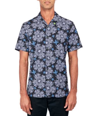 Society of Threads - Men's Regular-Fit Non-Iron Performance Stretch Medallion-Print Button-Down Camp Shirt
