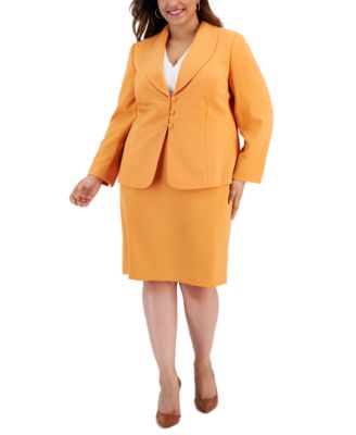 Le Suit - Plus Size Seamed Crepe Jacket Slim Skirt Suit