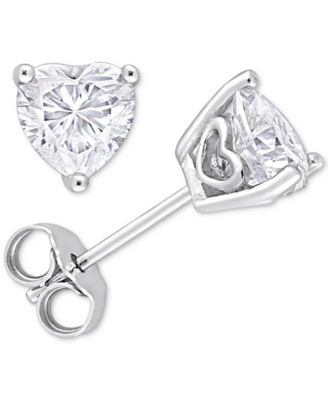 Macy's - Moissanite Heart-Shape Stud Earrings (1-1/2 ct. t.w.) in Sterling Silver