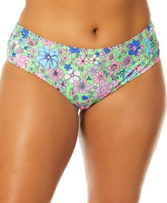 Salt + Cove - Trendy Plus Size Peony Party Soft Side-Tab Mid-Rise Bikini Bottoms, Created for Macy's