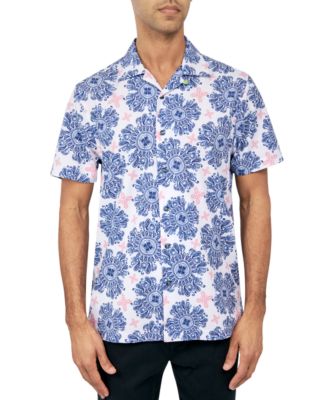Society of Threads - Men's Regular Fit Non-Iron Performance Stretch Medallion Print Camp Shirt