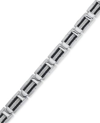 Macy's - Men's Black and Grey Cable Bracelet in Stainless Steel