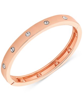 GUESS - Rose Gold-Tone Hinge Bracelet with Clear Stones