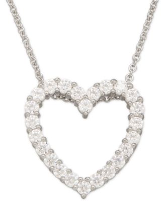 Macy's - Cubic Zirconia Heart Pendant Necklace in Sterling Silver