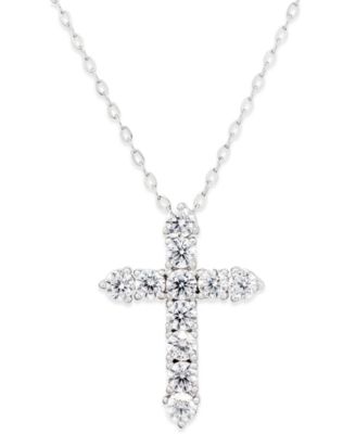 Eliot Danori - Silver-Tone Crystal Cross Pendant Necklace
