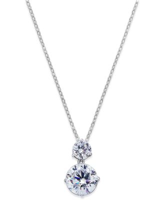 Eliot Danori - Silver-Tone Cubic Zirconia Double Pendant Necklace