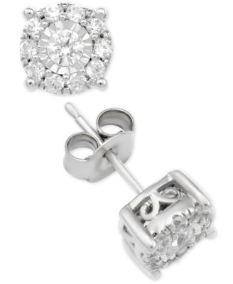 Macy's - Diamond Halo Stud Earrings (1 ct. t.w.) in 14k Gold, White Gold or Rose Gold