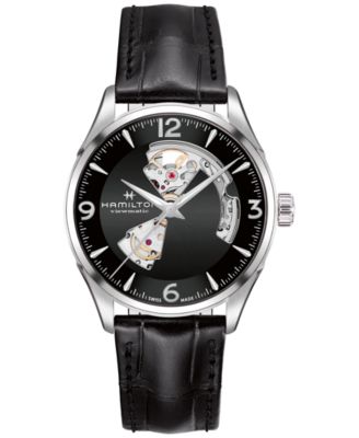 Hamilton - Men's Swiss Automatic Jazzmaster Black Leather Strap Watch 40mm