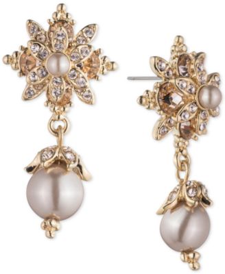 Marchesa - Crystal & Imitation Pearl Drop Earrings