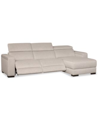 Furniture - Nevio 3-Pc. Fabric Sectional Sofa with Chaise, 2 Power Recliners and Articulating Headrests, Created for Macy's