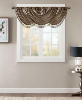 Madison Park - Elena 38" x 46" Faux-Silk Rod Pocket Waterfall Valance