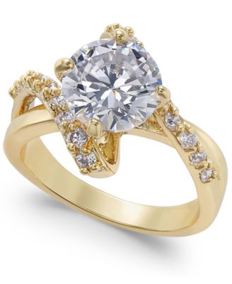 Charter Club - Gold Plate Crystal Bypass Ring