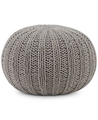 Simpli Home - Emons Round Pouf, Quick Ship