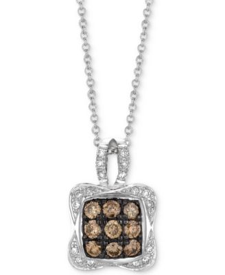 Le Vian - Diamond Square Cluster 18" Pendant Necklace (1/2 ct. t.w.) in 14k White Gold