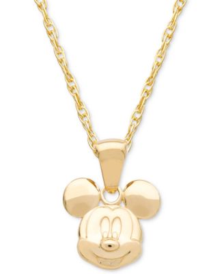 Disney - Children's Mickey Mouse 15" Pendant Necklace in 14k Gold