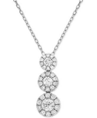 Macy's - Diamond Triple Cluster Adjustable Pendant Necklace (1/2 ct. t.w.) in 14k White Gold