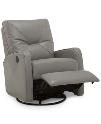 Furniture - Leather Power Swivel Glider Recliner