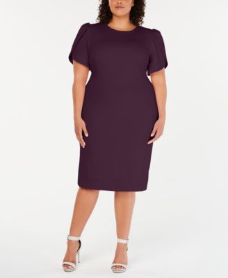 Calvin Klein - Plus Size Puff-Sleeve Sheath Dress