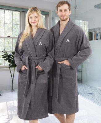 Linum Home - 100% Turkish Cotton Personalized Terry Bath Robe - Gray
