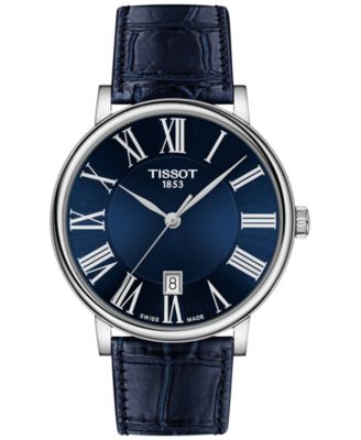 Tissot - Men's Swiss Carson Premium Blue Leather Strap Watch 40mm