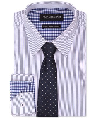 Nick Graham - Men's Modern-Fit Dress Shirt & Tie